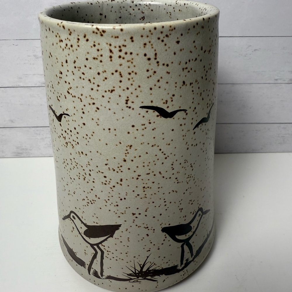 Sanibel Pottery Seagull Vase Sea Gull Birds Speckled Florida Island Vintage 1984 - Picture 2 of 9